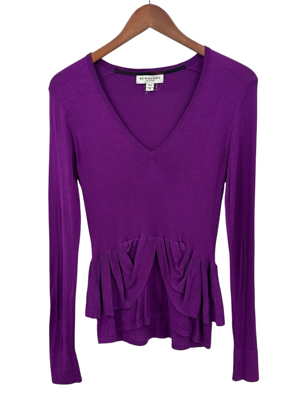BURBERRY LONDON Silk Blouse Top Long Sleeve Purple